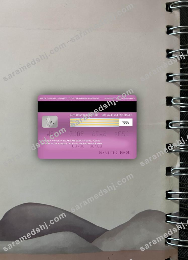 Ireland AIB bank visa classic card photolook back